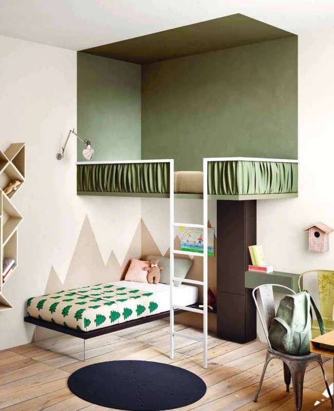 Ліжко-горище з робочою зоною для підлітка: 50 фото оптимізованого простору