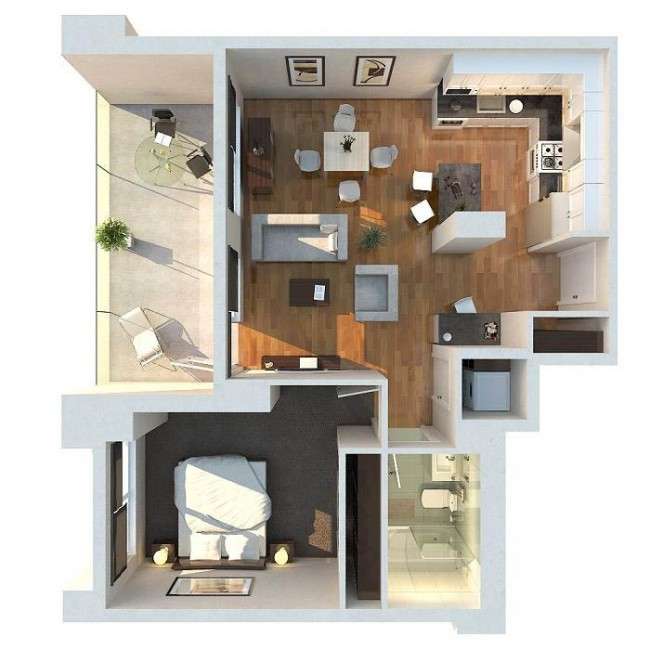 Планування однокімнатної квартири: 60 кращих реалізацій інтерєру, де все на своїх місцях