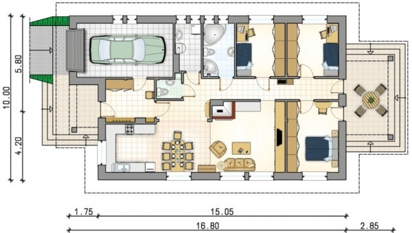 Проект одноповерхового будинку з трьома спальнями: переваги та можливі варіанти побудови