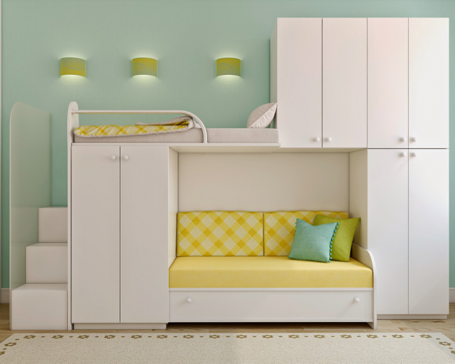 Двохярусне ліжко з розкладним диваном: 80+ обраних рішень для оптимізації простору