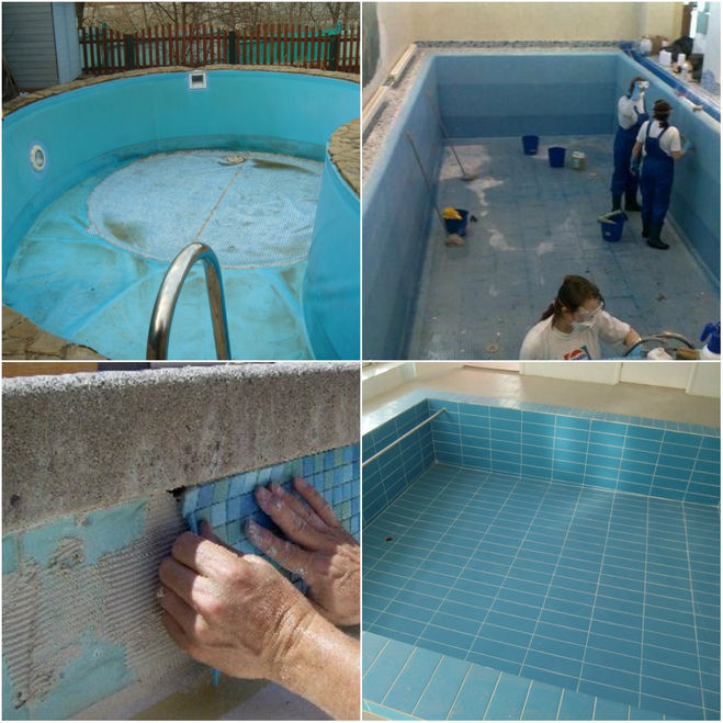 ремонт бассейнов: ПВХ и плиточного